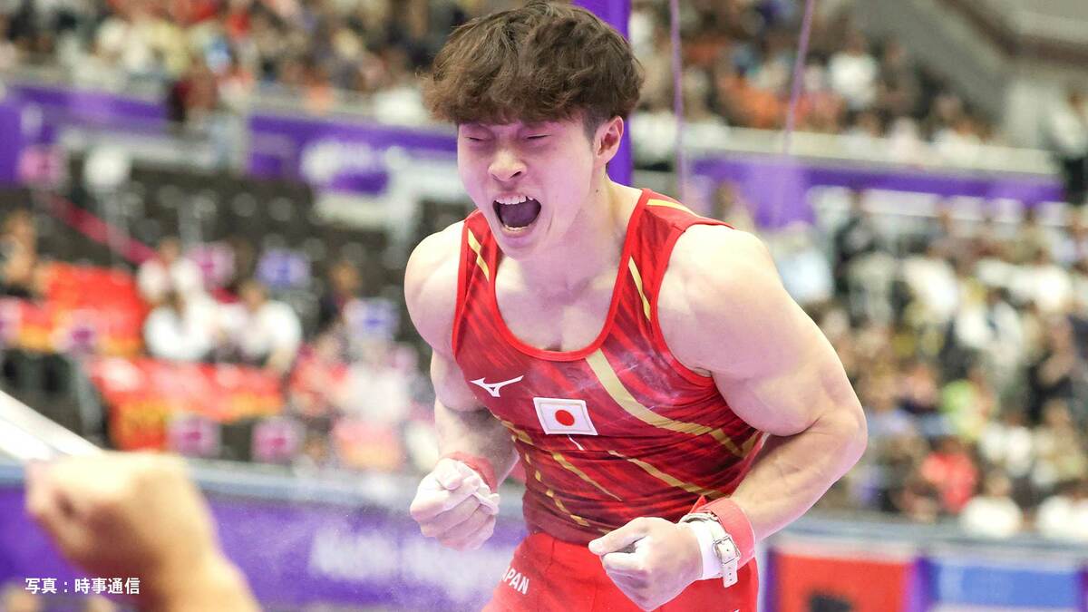 体操男子種目別・つり輪 金田希一が銀メダル獲得!日本勢4大会連続表彰台、着地完璧でガッツポーズ【アジア大会】
