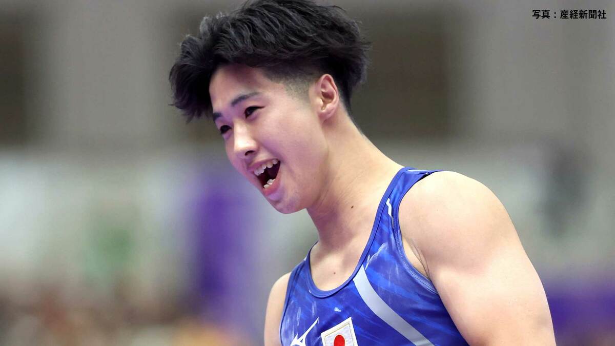 体操男子種目別・床 築山翔馬が銅メダル!日本勢12年ぶりの表彰台、着地を完璧に決めてガッツポーズ【アジア大会】