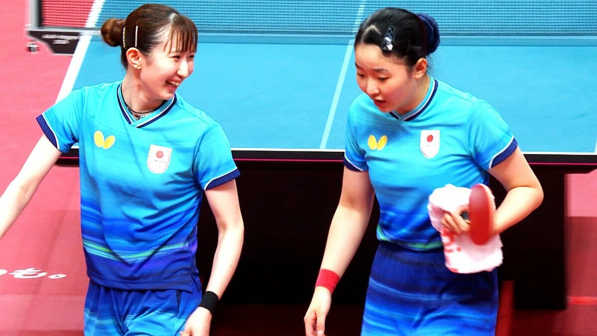 日本のWエース・張本&早田の“みまひな”ペア、銅メダル以上確定!中国ペアにストレート勝ちで準決勝進出【アジア大会・女子ダブルス】