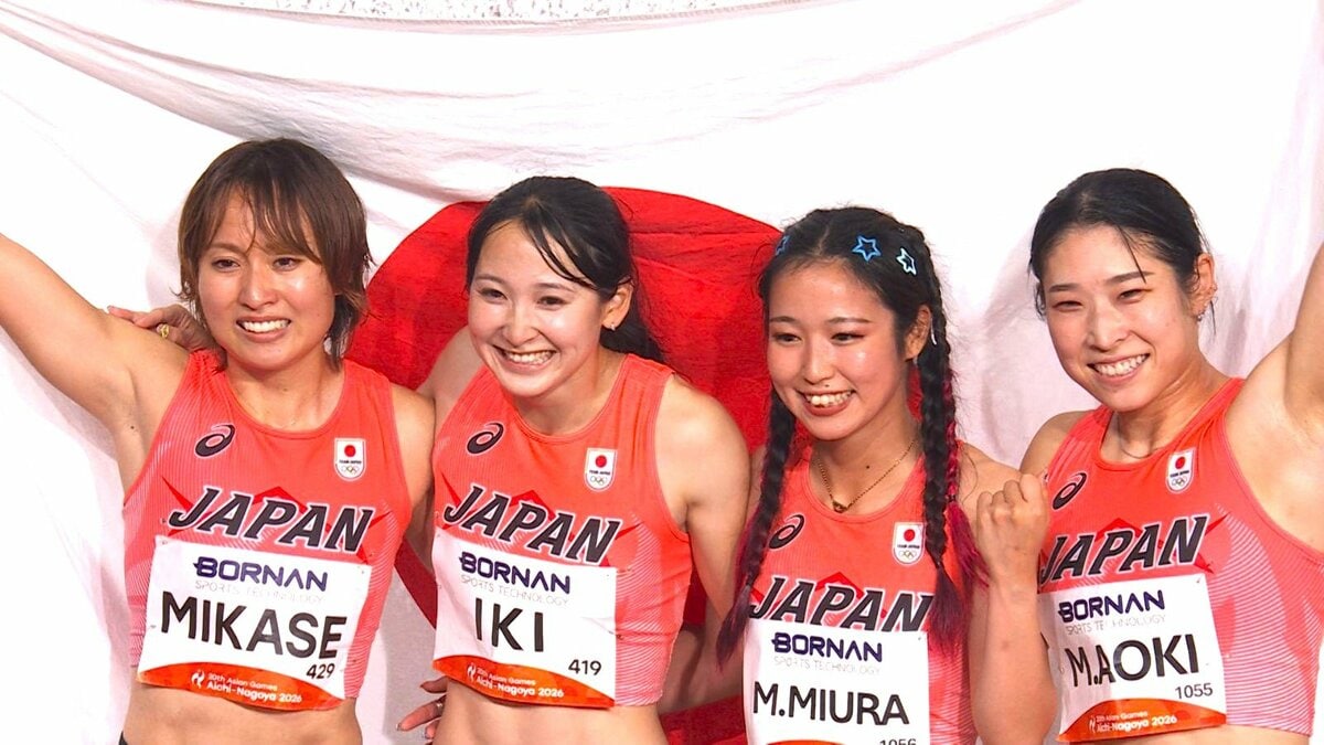 女子4×100mリレーで日本がシーズンベストの43秒52で涙の銅メダル 銀まで0秒01、12年ぶり表彰台の快挙【アジア大会】