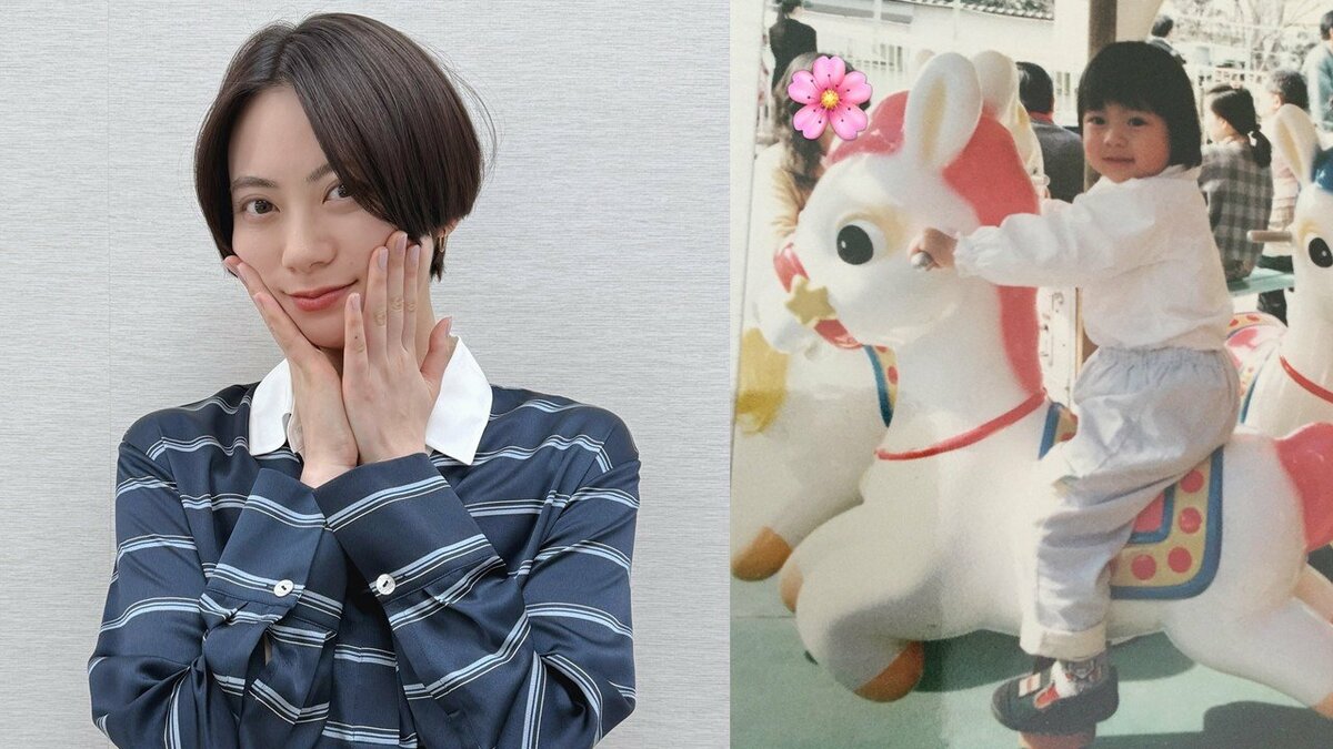 【 山下リオ 】馬の遊具にまたがる幼少期の写真を投稿「小さい頃から可愛い」 34歳の誕生日を報告