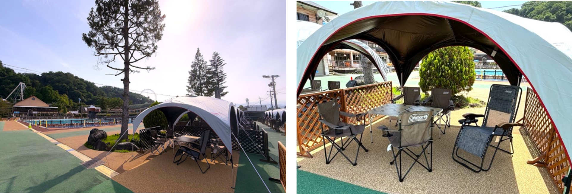 「コールマン」と東京サマーランドが初コラボ!キャンプギアを活用した休憩スペースが登場