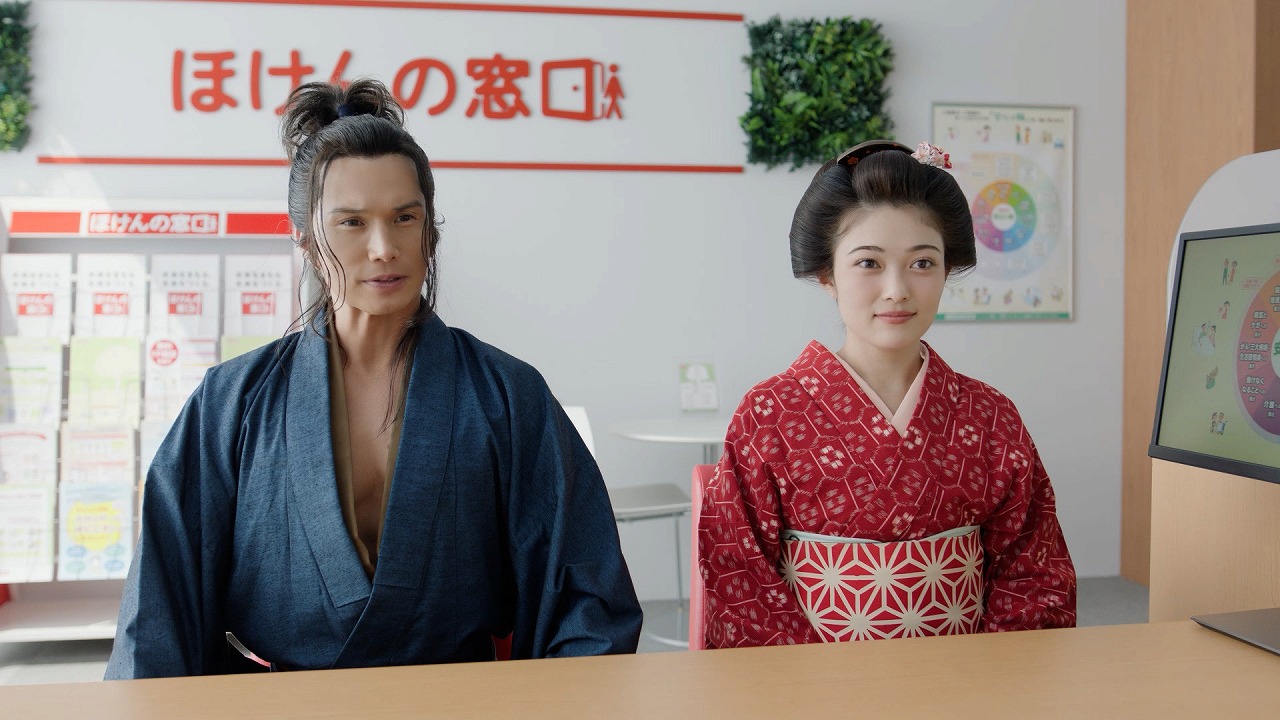 市原隼人&井上咲楽が「ほけんの窓口」新CMで初共演 銅像化に挑戦&3Dスキャンで感動も