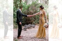 ウェディングフォト撮影中にかわいいハプニングが！アライグマの家族が結婚式に参列してくれました