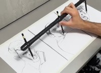 3本の鉛筆を同時に操りイラストを描く男性。出来上がったのは、なんとビックリ！全て異なる似顔絵でした！！【海外・動画】
