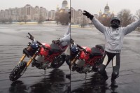 【おバカ動画】氷の上でも進める強力スパイクタイヤを作ったぜ！カッコよく走る姿を見てくれ！