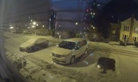 【少し早いクリスマスプレゼント】雪の積もる夜の駐車場の監視カメラが捉えた『少し幸せになれる気がする奇跡』の映像にほっこり