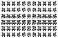 【脳トレ】「募」の中に紛れて1つ違う文字がある！？あなたは何秒で探し出せるかな？？【違う文字を探せ！】