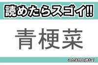 【読めたらスゴイ！】「青梗菜」とは一体何のこと！？中華料理でよく使われる野菜ですが・・・この漢字を読めますか？