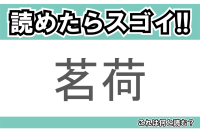 【読めたらスゴイ！】「茗荷」とは一体何のこと！？薬味となる植物ですが・・・この漢字を読めますか？