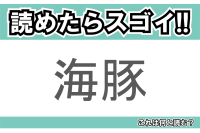 【読めたらスゴイ！】「海豚」とは一体何のこと！？とても賢い水族館の人気者ですが・・・この漢字を読めますか？