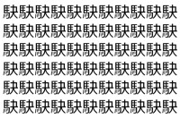 【脳トレ】「駃」の中に紛れて1つ違う文字がある！？あなたは何秒で探し出せるかな？？【違う文字を探せ！】