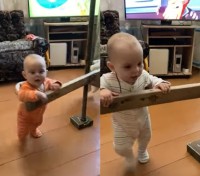 【天才の発想】おじいちゃん手作り！双子が大ハマりした「回る遊具」が凄すぎる