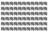 【脳トレ】「梅」の中に紛れて1つ違う文字がある！？あなたは何秒で探し出せるかな？？【違う文字を探せ！】