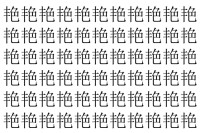 【脳トレ】「艳」の中に紛れて1つ違う文字がある！？あなたは何秒で探し出せるかな？？【違う文字を探せ！】