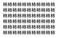 【脳トレ】「柿」の中に紛れて1つ違う文字がある！？あなたは何秒で探し出せるかな？？【違う文字を探せ！】