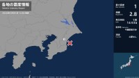 千葉県で最大震度1の地震　千葉県・大網白里市