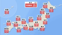 太平洋側は雨の所も　東北と沖縄　最高気温30℃で真夏日も