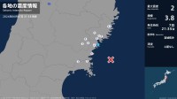 宮城県で最大震度2の地震　宮城県・気仙沼市