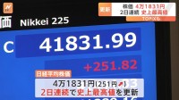 日経平均終値4万1831円 2日連続で史上最高値を更新