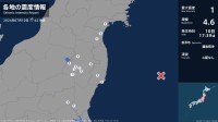 宮城県、福島県、茨城県、栃木県で最大震度1の地震　宮城県・角田市、岩沼市、利府町、福島県・郡山市、白河市