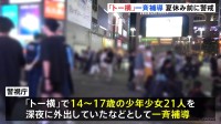 新宿・歌舞伎町「トー横」で一斉補導　14歳から17歳の少年少女21人　保護者の同意を得ず深夜に外出など