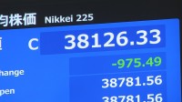 日経平均株価 きょうの終値はきのうより975円安の3万8126円