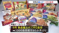 チョコレート製品やアイスクリームが値上げ　9月の値上げは1392品目　1000品目超は5か月ぶり