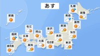 あす朝にかけ西日本・北陸・関東の沿岸部などで雨や雷雨も　昼間は日差しが暖かく