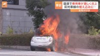 宇都宮市で車両火災　反対車線の植え込みに突っ込む　運転手の女性が軽傷　国道が一部通行規制　栃木県警など