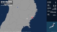 岩手県で最大震度1の地震　岩手県・一関市