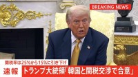 【速報】トランプ大統領「韓国と関税交渉で合意」と発表　関税率は15%に