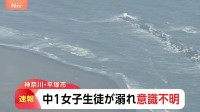 海水浴場で中学生5人が溺れる　中学1年の女子生徒（12）が意識不明の重体　学校帰りに生徒十数人で海水浴に　神奈川･平塚市