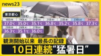 東京都心 10日連続の猛暑日 記録更新 “涼”を求めアイススケート場賑わう 一方各地で記録的大雨も…【news23】