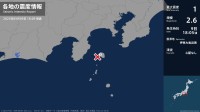 東京都で最大震度1の地震　東京都・伊豆大島町
