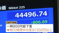 日経平均株価　きのうに続き取引時間中の最高値更新も…午後に一時800円以上下落　きっかけは日銀の決定　19日終値4万5045円