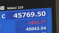 日経平均株価　終値の最高値更新　832円高で取引終了