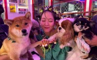 【 吉岡里帆 】　犬に囲まれ笑顔　オフショットに反響　「犬まみれの里帆さん❤可愛い」「癒されます︎」
