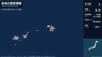沖縄県で最大震度1の地震　沖縄県・宮古島市