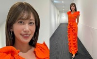 【 中川安奈 】 「MCをつとめさせていただきました❤」　オレンジ衣装のオフショット公開　「贅沢なひとときをありがとうございました」