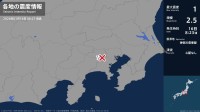 東京都で最大震度1の地震　東京都・八王子市、町田市