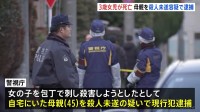 3歳の娘刺したか　殺人未遂容疑で母親を現行犯逮捕　娘は死亡　8歳の息子も手の甲にけが　「近所の男児が血だらけ 『刺された』と言っている」と通報　警視庁　東京・武蔵野市