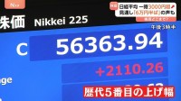 日経平均終値5万6363円　歴代5番目の値上がり幅で最高値更新　衆議院選挙で自民党圧勝受け　株価が大きく動くも円相場は落ちつく