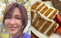 【 工藤静香 】 「タンパク質ケーキ！笑」　手作りスイーツを紹介　「ヨーグルトでサンド、マスキング。はちみつをかけて食べてもGood 」