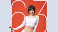 【 樫木裕実 】63歳の誕生日を迎え〝カーヴィーボディ〟オレンジ鮮やか大パネルに登場　フォロワー感嘆「AIじゃないよ、加工もないよ、本物ー！！」