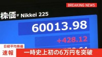 【速報】日経平均株価 史上初6万円突破