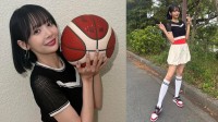 【 役満ボディ・岡田紗佳 】　Bリーグ・始球式オフショット　「会場の応援の熱気がすごかった…！！」　「可愛いすぎる」「スタイル良すぎ」