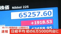【速報】日経平均 6万5000円を突破 史上最高値を更新　一時1800円以上値上がり　米イラン戦闘終結への期待から