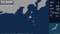 東京都で最大震度1の地震　東京都・新島村