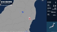 福島県で最大震度1の地震　福島県・古殿町
